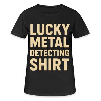 Glücksmetall-Erkennungs-Hemdendetektor-Schatz - Frauen T-Shirt atmungsaktiv - Schwarz - Vorne - AI Model Female 172 light (172cm)