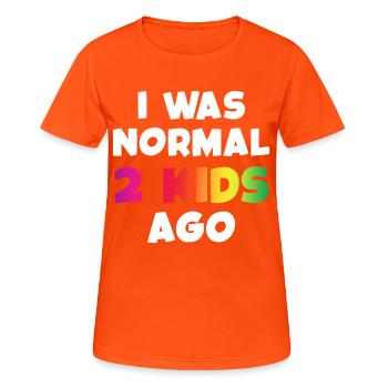 J’étais normal il y a 2 enfants - T-shirt respirant Femme - orange néon - Devant - AI Model Female 172 dark (172cm)