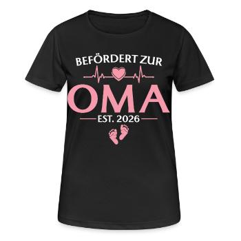 Befördert zur Oma 2026 - Babyparty - Frauen T-Shirt atmungsaktiv - Schwarz - Vorne - AI Model Female 172 light (172cm)