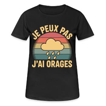 Ich kann nicht, ich habe Gewitter, Humor, Wetter und Regen - Frauen T-Shirt atmungsaktiv - Schwarz - Vorne - AI Model Female 172 light (172cm)