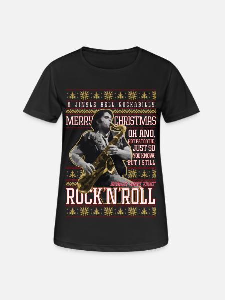 Eddie Rockabilly Sax Ugly Christmas Sweater - Women's Breathable T-Shirt - black