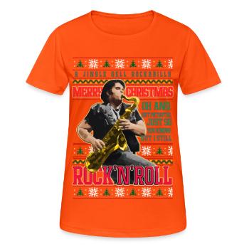 Jingle Bell Rockabilly Noël RHPS Eddie - T-shirt respirant Femme - orange néon - Devant - AI Model Female 172 dark (172cm)