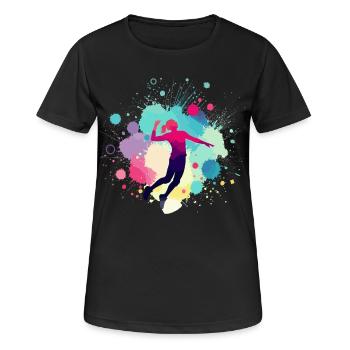 Volleyballerin, Volleyball, Volleyballspielerin - Frauen T-Shirt atmungsaktiv - Schwarz - Vorne - AI Model Female 172 light (172cm)