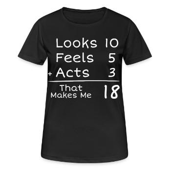 18-jähriges Jubiläum Humorvoll | 18. Jubiläum - Frauen T-Shirt atmungsaktiv - Schwarz - Vorne - AI Model Female 172 light (172cm)