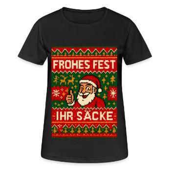 Frohes Fest Ihr Säcke Santa - Frauen T-Shirt atmungsaktiv - Schwarz - Vorne - AI Model Female 172 light (172cm)