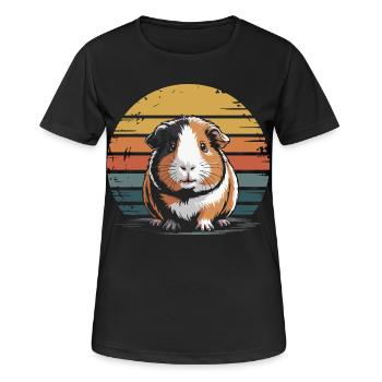 Guinea Pig Retro Sunset - Women's Breathable T-Shirt - black - Front - AI Model Female 172 light (172cm)