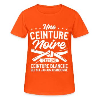A black belt is a white judo belt - Women's Breathable T-Shirt - neon orange - Front - AI Model Female 172 dark (172cm)