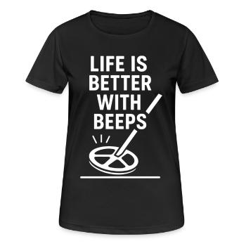Life Is Better With Beeps Metal Detecting Fun - Women's Breathable T-Shirt - black - Front - AI Model Female 172 light (172cm)
