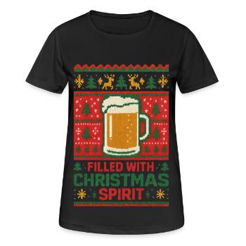 Bierkrug Weihnachtspullover - Frauen T-Shirt atmungsaktiv - Schwarz - Vorne - AI Model Female 172 light (172cm)