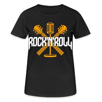 Guitares croisées du microphone RocknRoll - T-shirt respirant Femme - noir - Devant - AI Model Female 172 light (172cm)