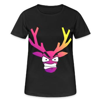 Iridescent Furious Christmas Deer Head - Women's Breathable T-Shirt - black - Front - AI Model Female 172 light (172cm)