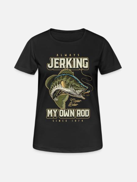 Always Jerking My Rod Funny Fishing Born 1974 - Dame T-shirt svedtransporterende - sort