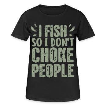 Pêcheur hilarant disant que la pêche présente - T-shirt respirant Femme - noir - Devant - AI Model Female 172 light (172cm)