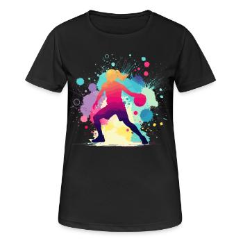 Joueur de basket-ball, basket-ball, joueur de basket-ball - T-shirt respirant Femme - noir - Devant - AI Model Female 172 light (172cm)