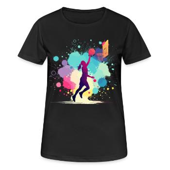 Joueur de basket-ball, basket-ball, joueur de basket-ball - T-shirt respirant Femme - noir - Devant - AI Model Female 172 light (172cm)