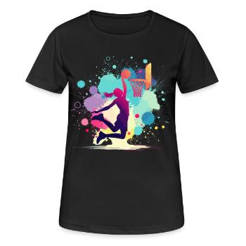 Joueur de basket-ball, basket-ball, joueur de basket-ball - T-shirt respirant Femme - noir - Devant - AI Model Female 172 light (172cm)