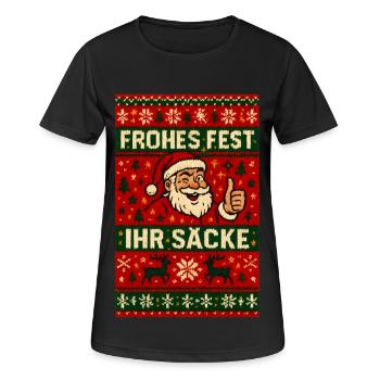 Frohes Fest Ihr Säcke Santa - Frauen T-Shirt atmungsaktiv - Schwarz - Vorne - AI Model Female 172 light (172cm)