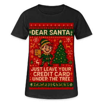 Liebe Weihnachtsmann-Kreditkarte unter dem Baum - Frauen T-Shirt atmungsaktiv - Schwarz - Vorne - AI Model Female 172 light (172cm)