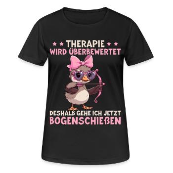 Therapie wird überbewertet - Lustige Bogenschießen - Frauen T-Shirt atmungsaktiv - Schwarz - Vorne - AI Model Female 172 light (172cm)