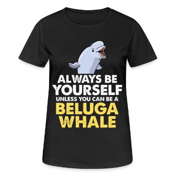 Sei du selbst – Beluga Spruch - Frauen T-Shirt atmungsaktiv - Schwarz - Vorne - AI Model Female 172 light (172cm)