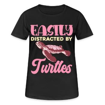 Leicht abgelenkt von Schildkröten - Frauen T-Shirt atmungsaktiv - Schwarz - Vorne - AI Model Female 172 light (172cm)