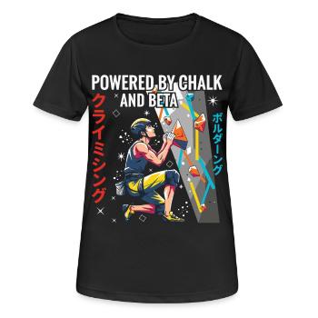 Angetrieben von Chalk- und Beta-Kletterdesign - Frauen T-Shirt atmungsaktiv - Schwarz - Vorne - AI Model Female 172 light (172cm)