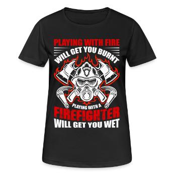 Feuerwehr - Frauen T-Shirt atmungsaktiv - Schwarz - Vorne - AI Model Female 172 light (172cm)