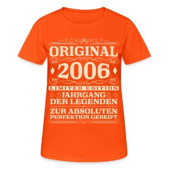 Anniversaire vintage original 2006 - T-shirt respirant Femme - orange néon - Devant - AI Model Female 172 dark (172cm)