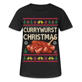 Merry Currymas Currywurst Christmas Xmas Sausage - Women's Breathable T-Shirt - black - Front - AI Model Female 172 light (172cm)