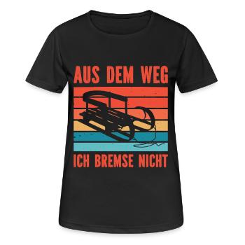 Schlittenfahren AUS DEM WEG ICH BREMSE NICHT - Frauen T-Shirt atmungsaktiv - Schwarz - Vorne - AI Model Female 172 light (172cm)