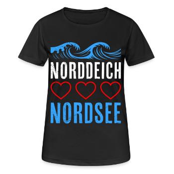 Wadden Sea NORTH DIKE NORTH SEA Holiday Funny - Women's Breathable T-Shirt - black - Front - AI Model Female 172 light (172cm)