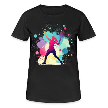 Tennis, Tennisspielerin Frau, Tennisgrafik - Frauen T-Shirt atmungsaktiv - Schwarz - Vorne - AI Model Female 172 light (172cm)