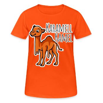 Camel from caramel - delicious and funny joke - Women's Breathable T-Shirt - neon orange - Front - AI Model Female 172 dark (172cm)