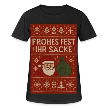 Frohes Fest Ihr Säcke! - Frauen T-Shirt atmungsaktiv - Schwarz - Vorne - AI Model Female 172 light (172cm)