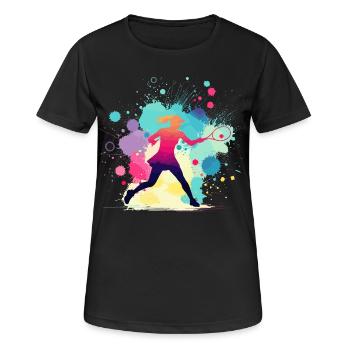 Tennis, Tennisspielerin Frau, Tennisgrafik - Frauen T-Shirt atmungsaktiv - Schwarz - Vorne - AI Model Female 172 light (172cm)