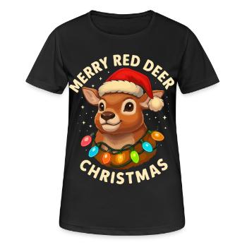 Hirsch Weihnachten Jäger Geschenk Rotwild - Frauen T-Shirt atmungsaktiv - Schwarz - Vorne - AI Model Female 172 light (172cm)