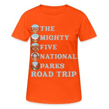 Tournée des parcs nationaux des Utah Mighty 5 - T-shirt respirant Femme - orange néon - Devant - AI Model Female 172 dark (172cm)