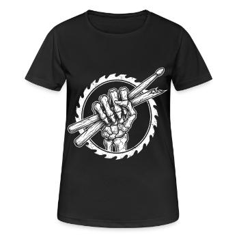 Skelett Hand mit Drumsticks - Frauen T-Shirt atmungsaktiv - Schwarz - Vorne - AI Model Female 172 light (172cm)