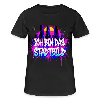 Synthwave Stadtbild - Ich Bin Das Stadtbild  - Frauen T-Shirt atmungsaktiv - Schwarz - Vorne - AI Model Female 172 light (172cm)