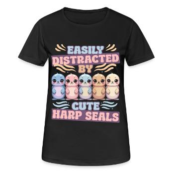 Sattelrobbe Robben - Frauen T-Shirt atmungsaktiv - Schwarz - Vorne - AI Model Female 172 light (172cm)