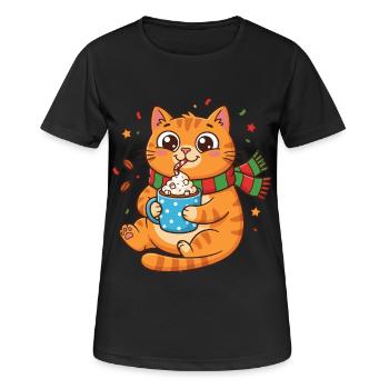 Kuschelkätzchen Winterkaffee mit Sahne - Frauen T-Shirt atmungsaktiv - Schwarz - Vorne - AI Model Female 172 light (172cm)