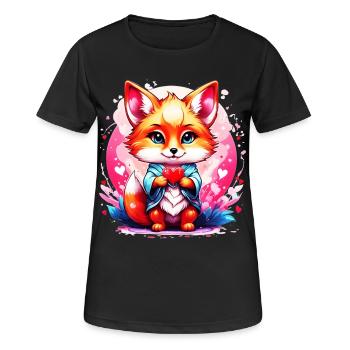 Kawaii Chibi Fox - T-shirt respirant Femme - noir - Devant - AI Model Female 172 light (172cm)