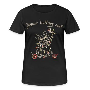 BULLDOGGE NOEL - Frauen T-Shirt atmungsaktiv - Schwarz - Vorne - AI Model Female 172 light (172cm)