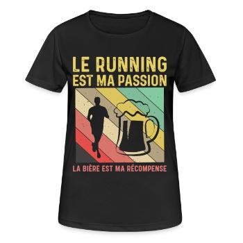 Running Passion Bière Récompense Humour Course - T-shirt respirant Femme - noir - Devant - AI Model Female 172 light (172cm)