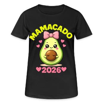 Mamacado 2026 Baby Shower de Bébé Enceinte avec Mamacado Avocat - T-shirt respirant Femme - noir - Devant - AI Model Female 172 light (172cm)