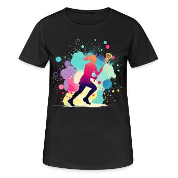 Lacrosse, Joueuse de crosse Femme, Graphique Lacrosse - T-shirt respirant Femme - noir - Devant - AI Model Female 172 light (172cm)