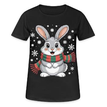 Winterhase mit Schal - Frauen T-Shirt atmungsaktiv - Schwarz - Vorne - AI Model Female 172 light (172cm)