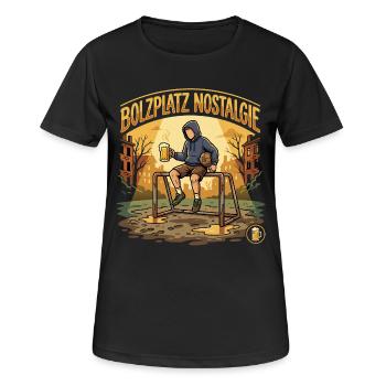Bolzplatz Nostalgie-Hoodie - Frauen T-Shirt atmungsaktiv - Schwarz - Vorne - AI Model Female 172 light (172cm)