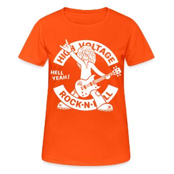 Guitariste de rock rock à haute tension - T-shirt respirant Femme - orange néon - Devant - AI Model Female 172 dark (172cm)