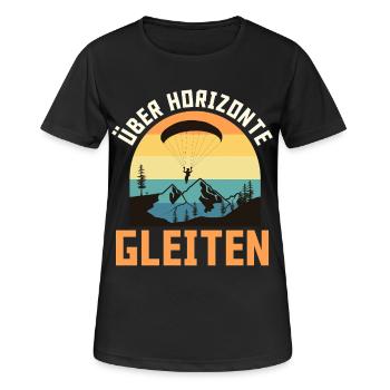 Gleitschirm ÜBER HORIZONTE GLEITEN Lustig - Frauen T-Shirt atmungsaktiv - Schwarz - Vorne - AI Model Female 172 light (172cm)